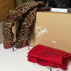 Christian Louboutin Leopard Knee High Boots
